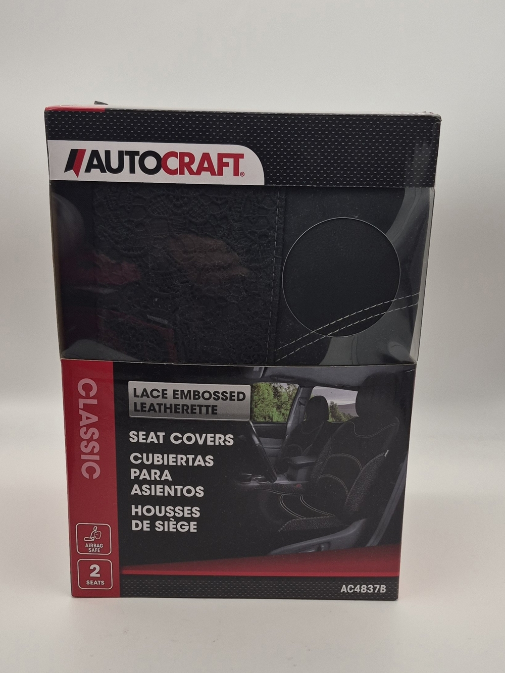 Classic Black Lace Embossed Leatherette Seat Covers